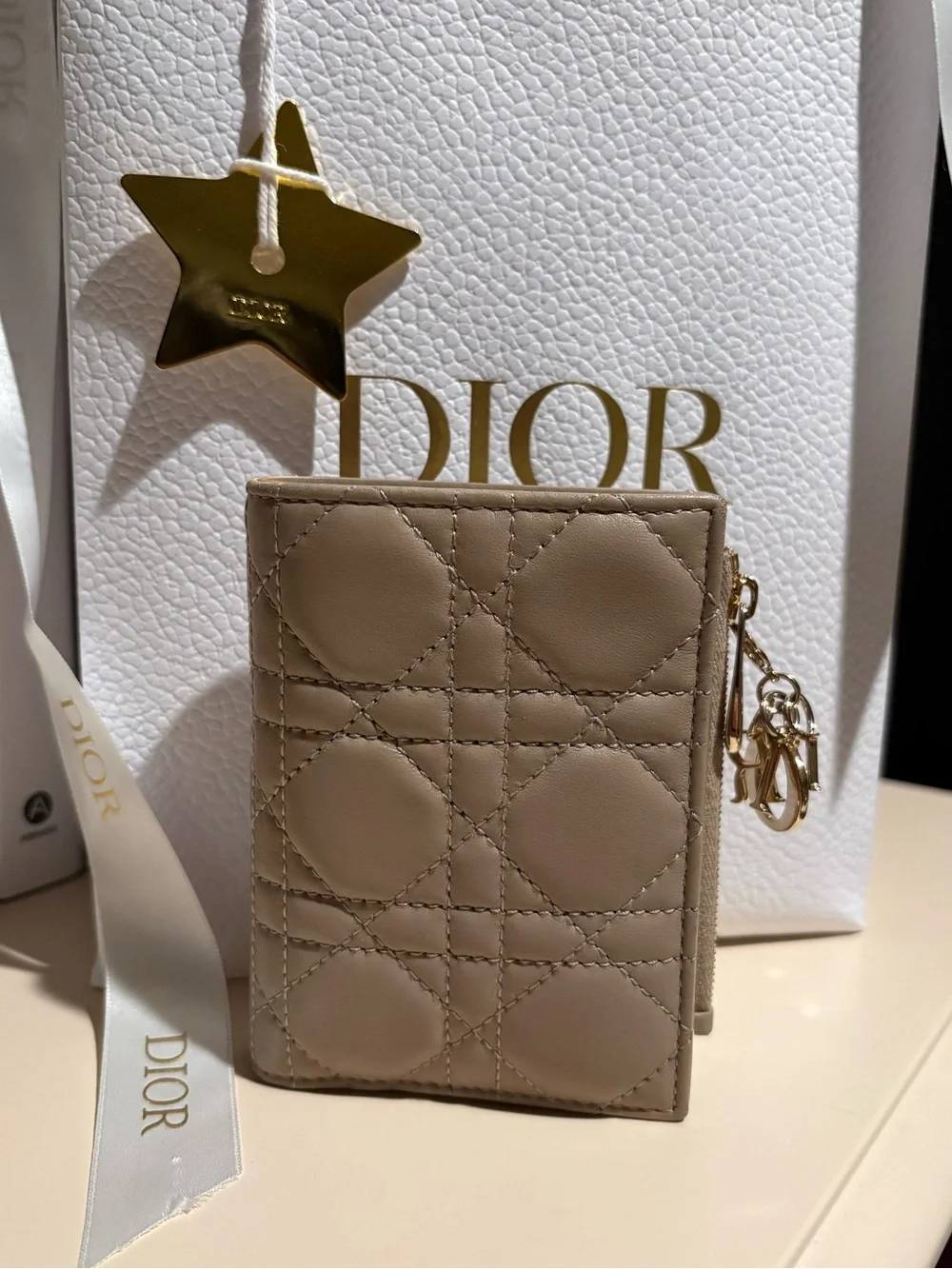 Lady Dior Medium Wallet in Desert Taupe